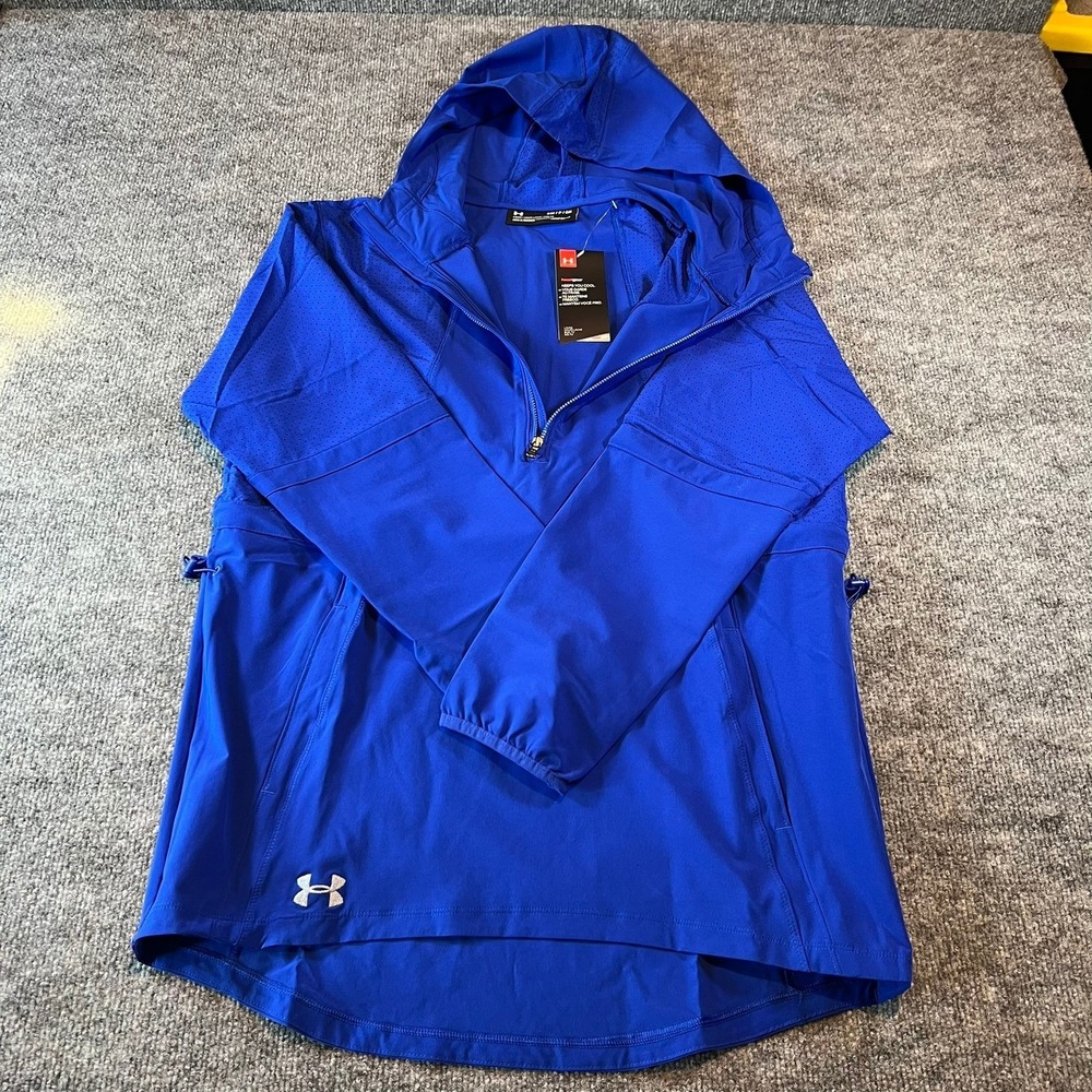 Under Armour Women's HeatGear Blue Lightweight Hooded Half-Zip Pullover‎ Small